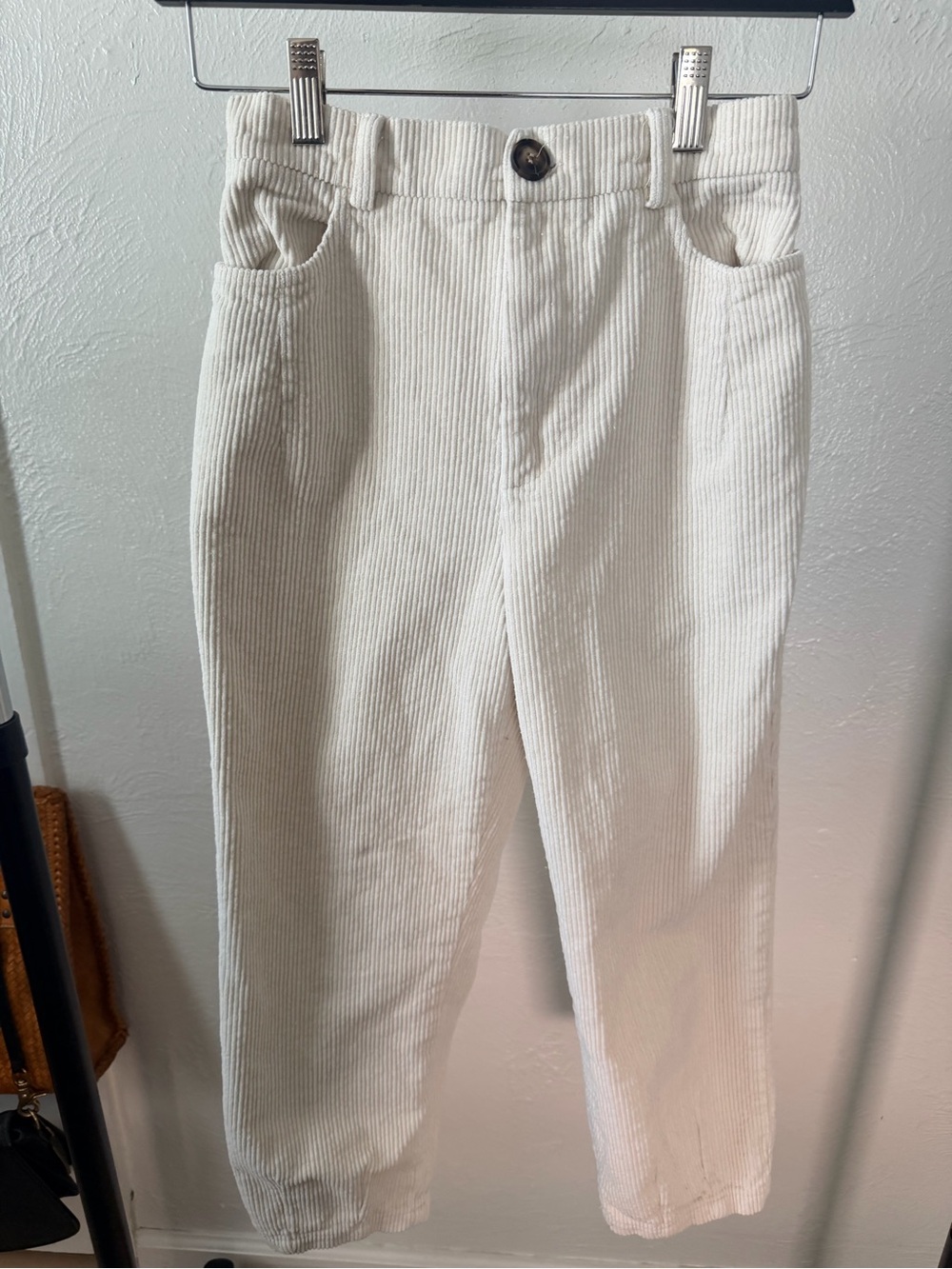 Princess Polly Beige Cropped Corduroy Trousers - Size 6